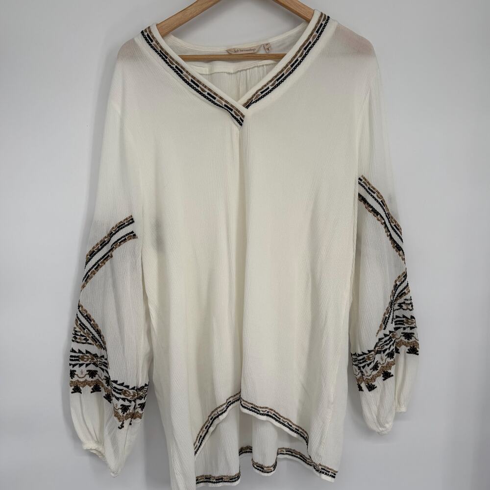 Soft Surroundings Tunic Top Women’s 2X Embroidered Peasant Bohemian Oversized